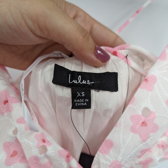 NWT LULU'S Just Dainty Floral Strapless Lace Up Back Mini Dress - Picture 4 of 8